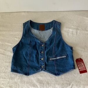 NWT dark blue denim vest size large